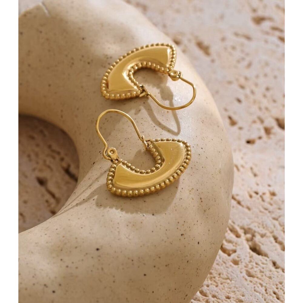 Anthropologie Gold Hoop Earrings Beaded Fulani Fan Statement Tribal Ethnic VTG - Picture 3 of 7